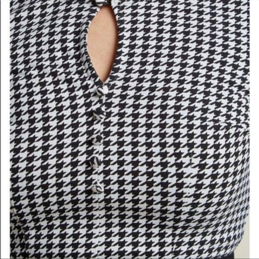 NEW ModCloth Black & White Long sleeve houndstooth-printed Dress Sz S& M - Picture 3 of 7